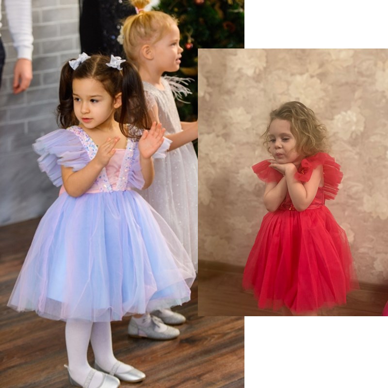 Abito da cerimonia per bambina con paillettes, tutù e gonna da festa, battesimo, compleanno - Bridetobe.it