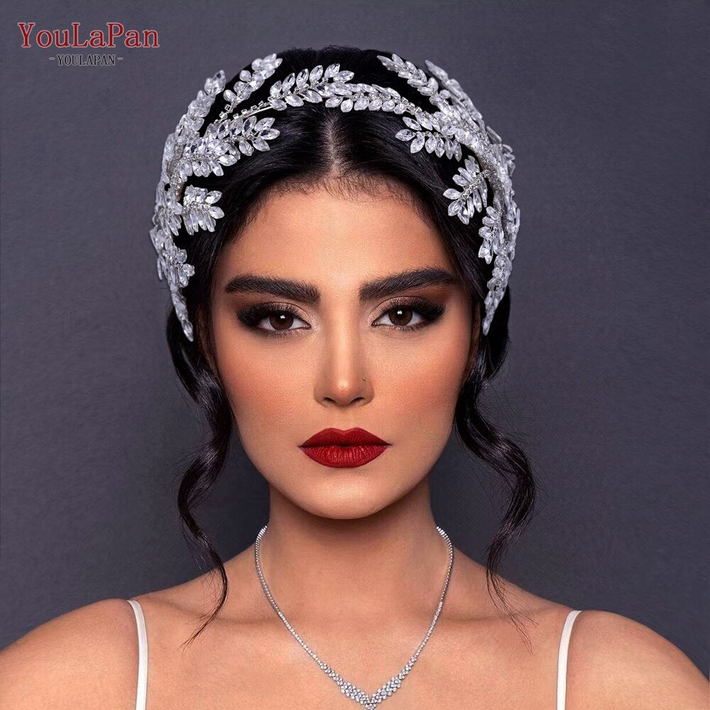 Fascia per capelli nuziale di lusso a forma di fiore, fatta a mano con strass e cristalli - Bridetobe.it