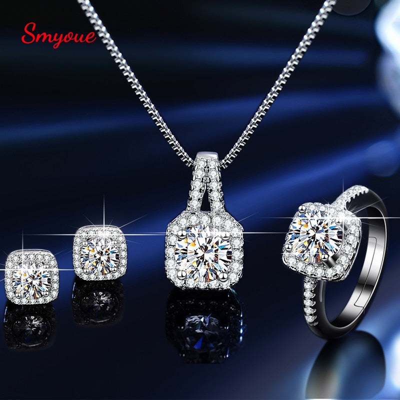 Set di gioielli in argento 925 Sterling Moissanite con certificato GRA - Bridetobe.it