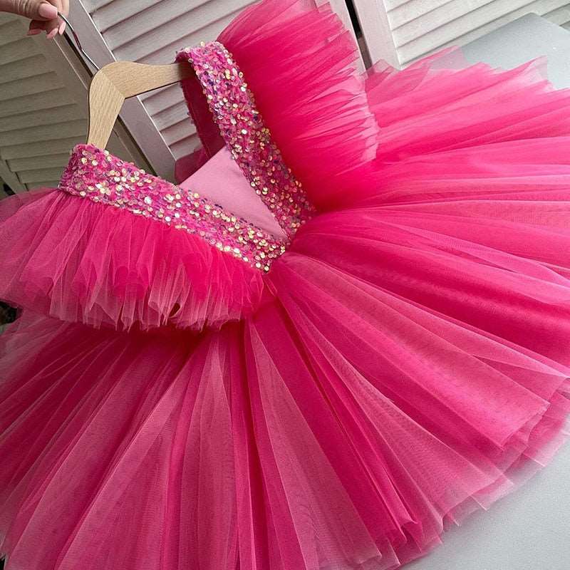 Abito da cerimonia per bambina con paillettes, tutù e gonna da festa, battesimo, compleanno - Bridetobe.it