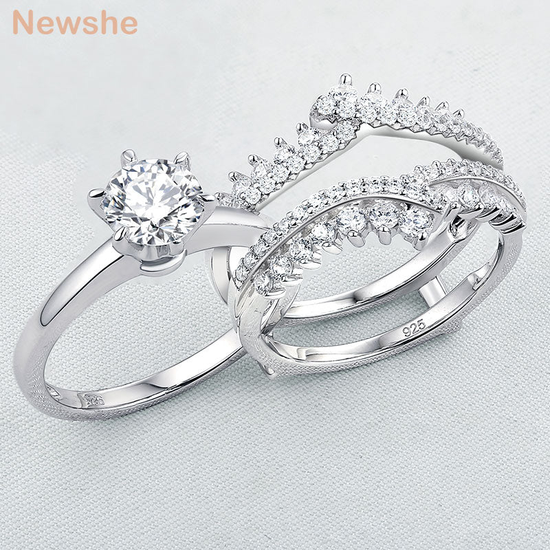 Anelli in Argento Sterling 925 per Donne - Solitario per Fidanzamento/Matrimonio con Fascia Protettiva AAAAA Zircone - Bridetobe.it
