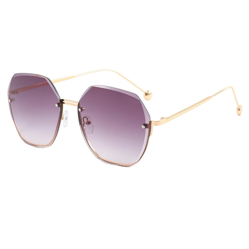 Occhiali da sole rotondi da donna designer di marca gradiente Moda occhiali da sole Donna senza montatura in metallo Oculos De Sol designer di lusso - Bridetobe.it