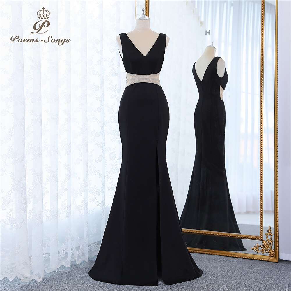 Abito da cerimonia elegante e sexy con scollo a V e senza maniche con paillettes - Bridetobe.it