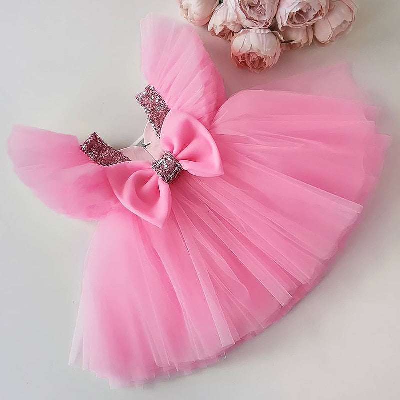 Abito da cerimonia per bambina con paillettes, tutù e gonna da festa, battesimo, compleanno - Bridetobe.it