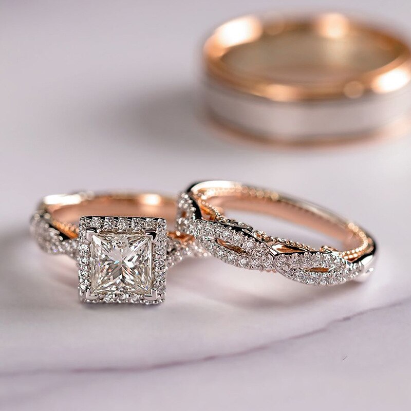 Set anelli donna Anello di fidanzamento in Oro rosa 18k - Bridetobe.it