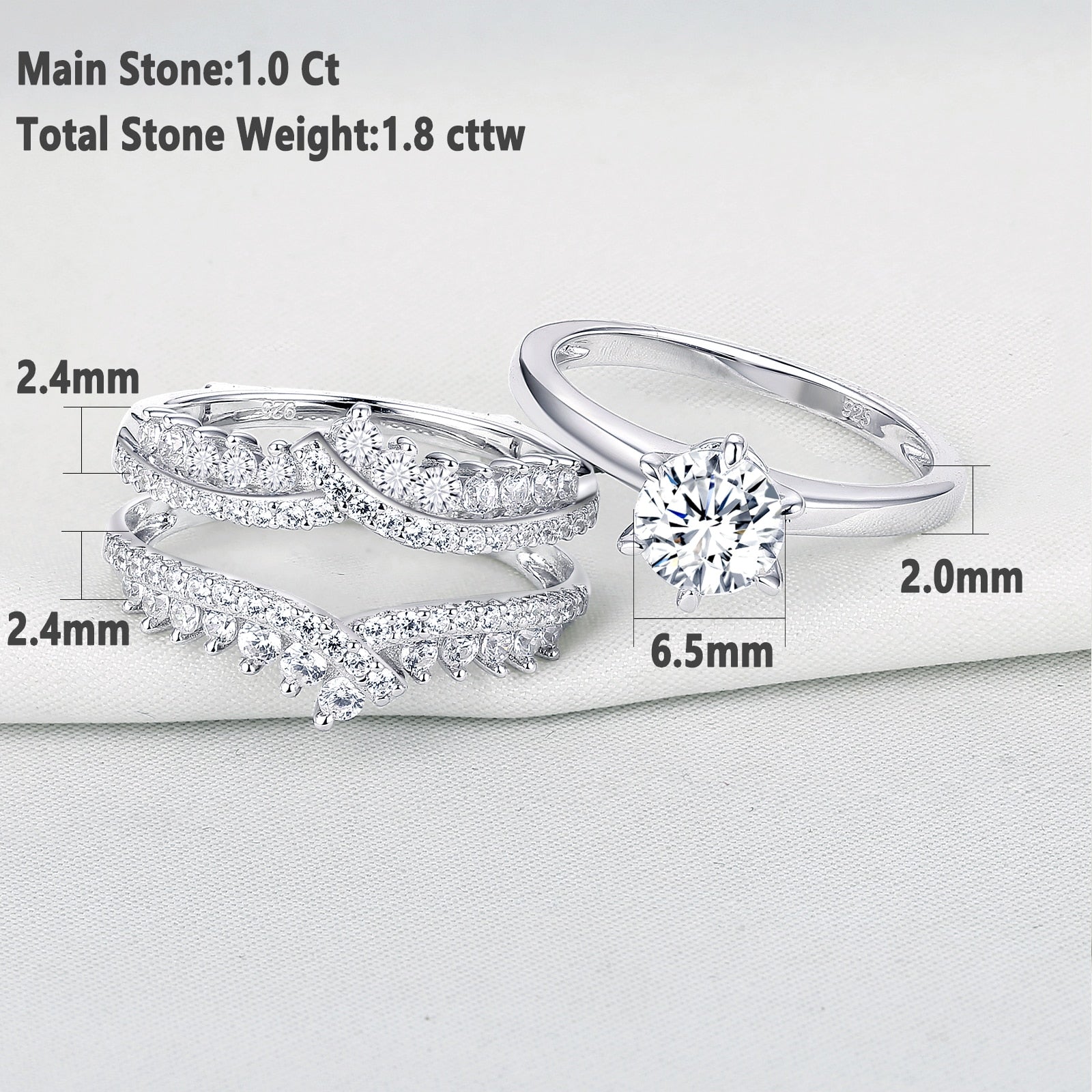 Anelli in Argento Sterling 925 per Donne - Solitario per Fidanzamento/Matrimonio con Fascia Protettiva AAAAA Zircone - Bridetobe.it