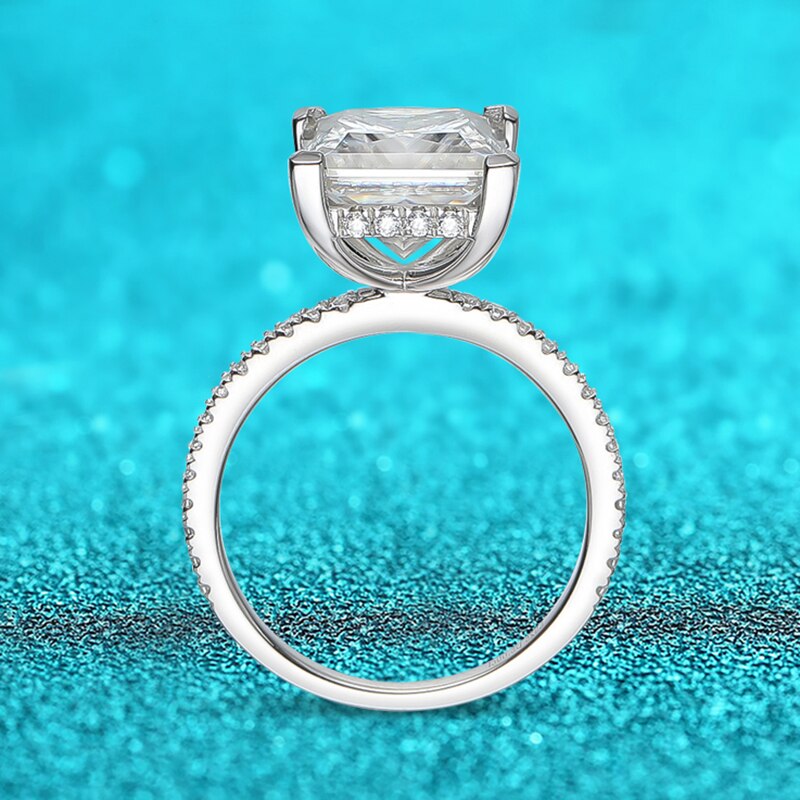 Anello di fidanzamento in argento sterling S925 con Moissanite taglio Principessa da 5,52 cttw con certificato GRA - Bridetobe.it