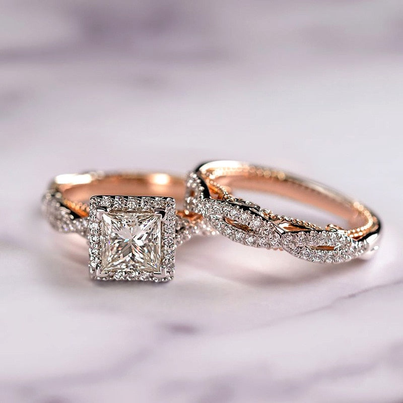 Set anelli donna Anello di fidanzamento in Oro rosa 18k - Bridetobe.it