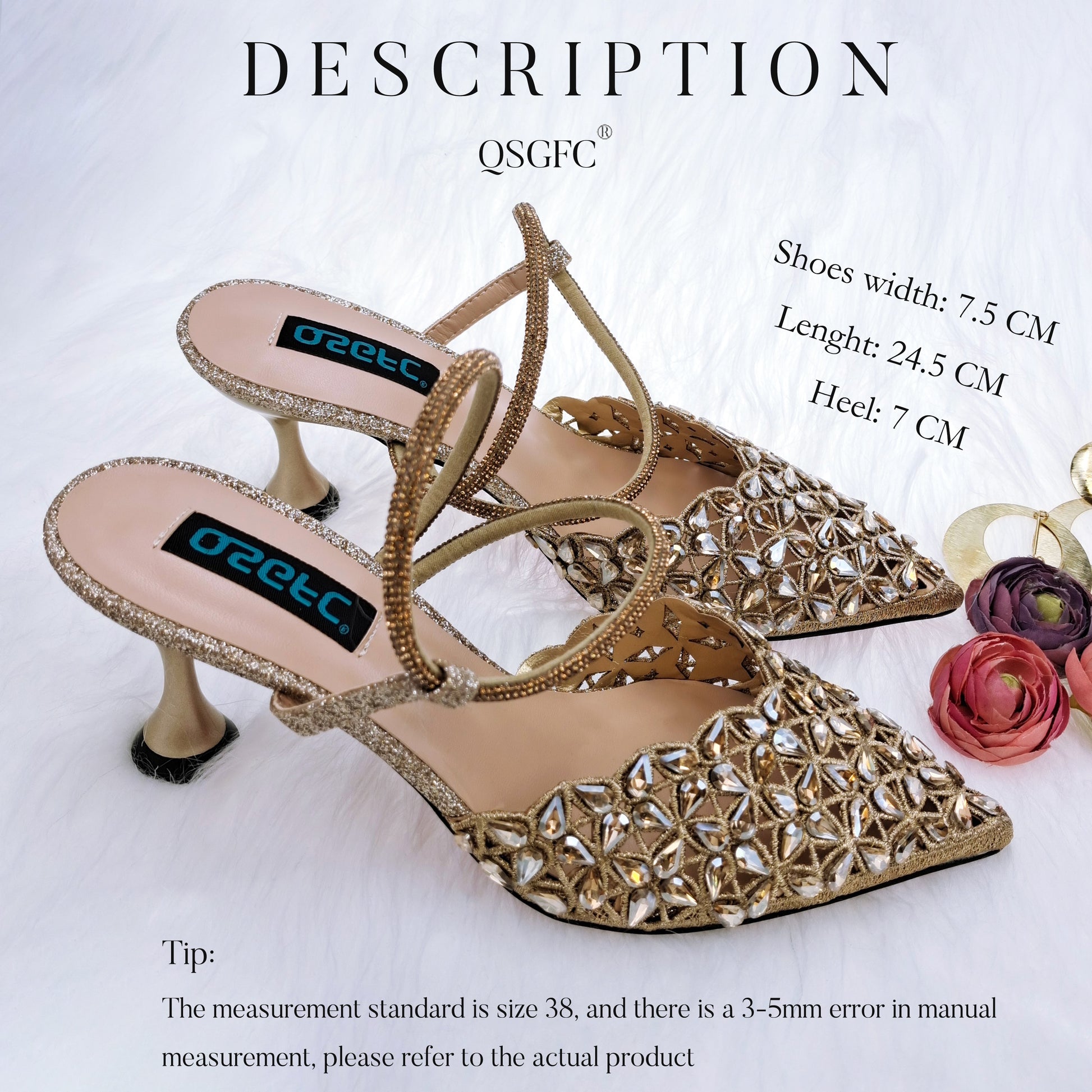 Scarpe e borsa fatte a mano con diamanti piccoli e luccicanti per le donne, dal design confortevole e affusolato. - Bridetobe.it