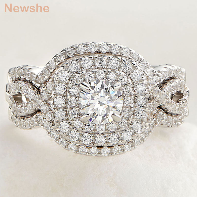 Set di 3 Anelli da Fidanzamento/Matrimonio in Argento Sterling 925 con Simulazione di Diamante in Zirconia Cubica - Bridetobe.it