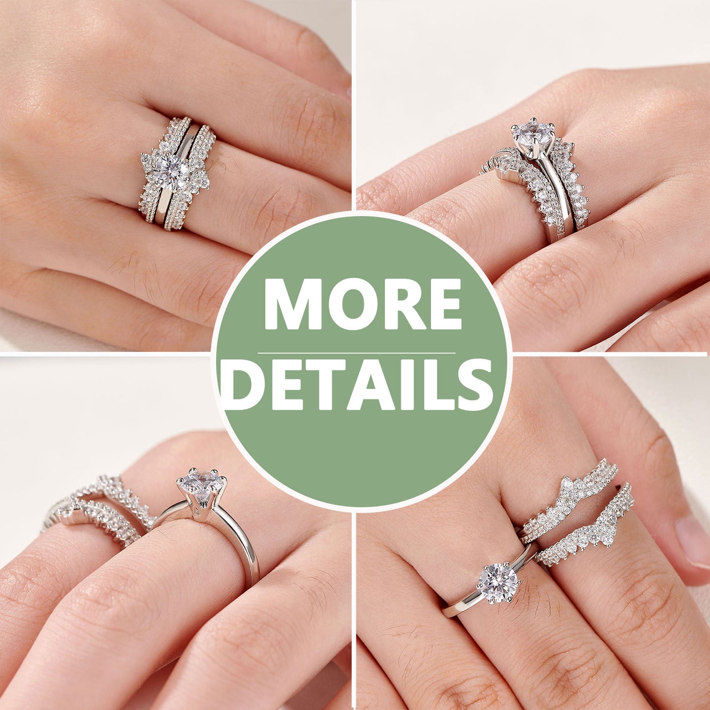 Anelli in Argento Sterling 925 per Donne - Solitario per Fidanzamento/Matrimonio con Fascia Protettiva AAAAA Zircone - Bridetobe.it