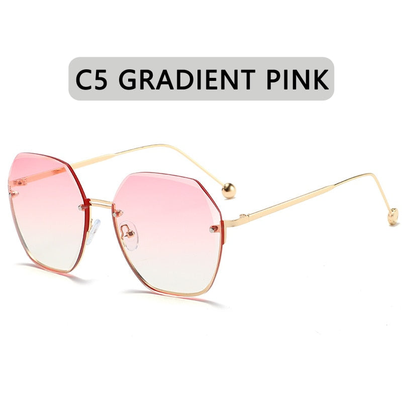 Occhiali da sole rotondi da donna designer di marca gradiente Moda occhiali da sole Donna senza montatura in metallo Oculos De Sol designer di lusso - Bridetobe.it