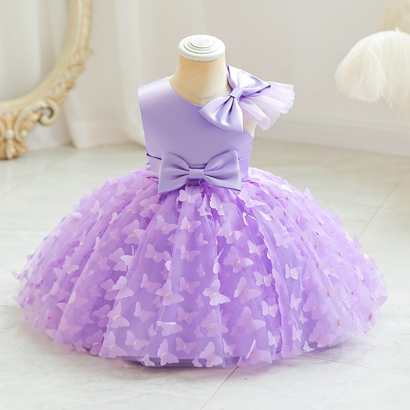 DovearkGirl's dress Little child's mesh gauze pommel skirt Dinner dress Sleeveless Princess skirt Purple M133 - Bridetobe.it