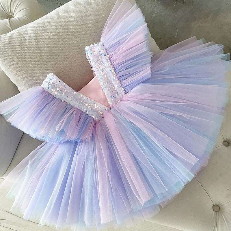 Abito da cerimonia per bambina con paillettes, tutù e gonna da festa, battesimo, compleanno - Bridetobe.it