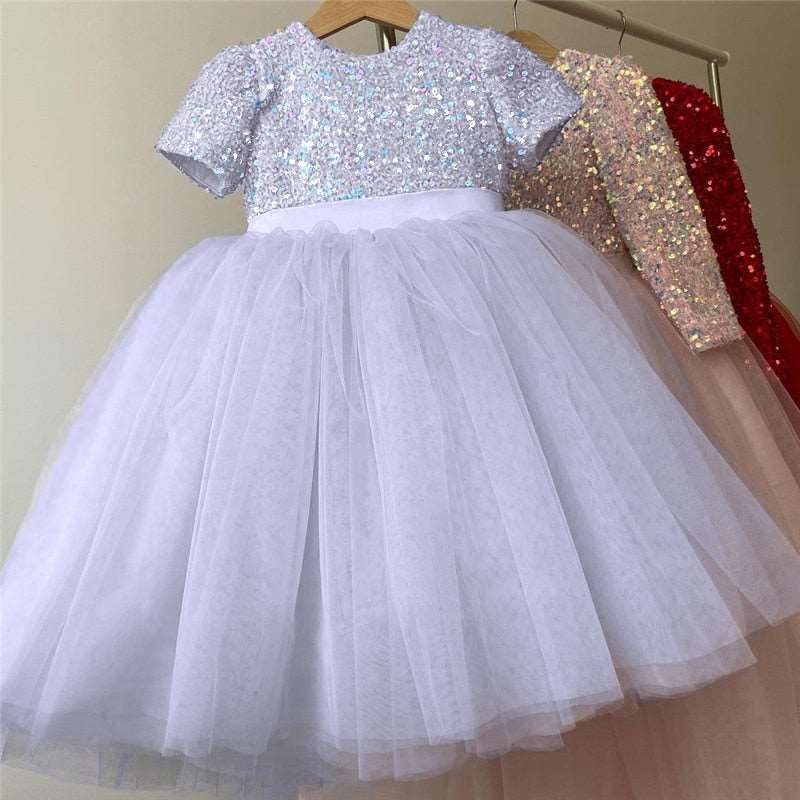 Abito da cerimonia per bambina con paillettes, tutù e gonna da festa, battesimo, compleanno - Bridetobe.it