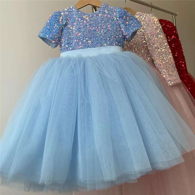 Abito da cerimonia per bambina con paillettes, tutù e gonna da festa, battesimo, compleanno - Bridetobe.it