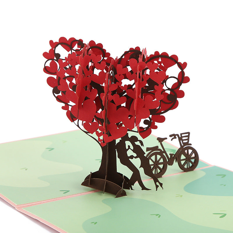 Biglietto di San Valentino Fidanzamento Laser Cut 3D per Amanti delle Carte d'Impegno, Regalo per Anniversari - Bridetobe.it