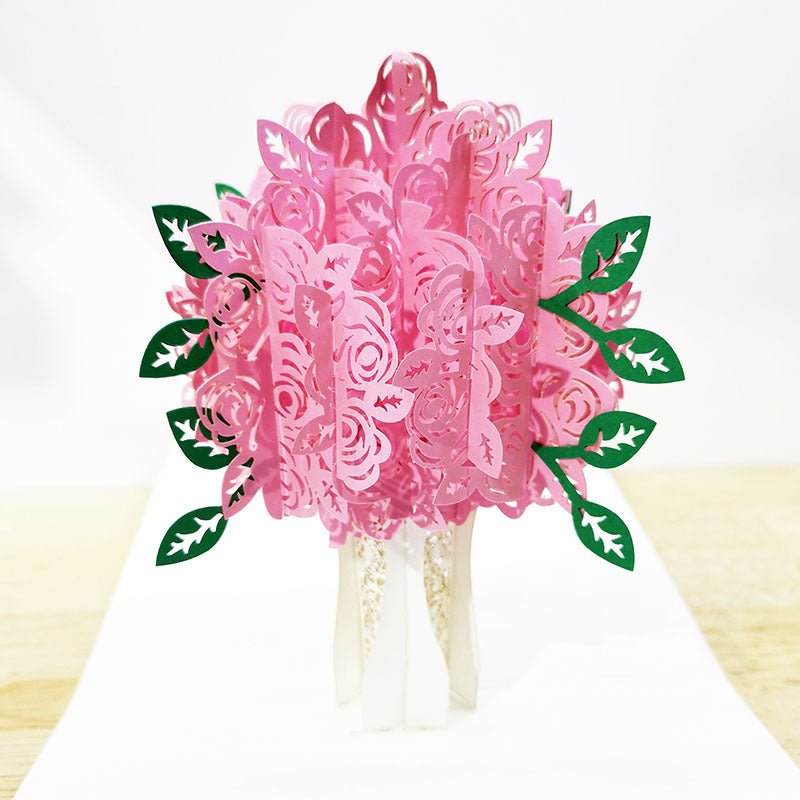 Biglietto di San Valentino Fidanzamento Laser Cut 3D per Amanti delle Carte d'Impegno, Regalo per Anniversari - Bridetobe.it