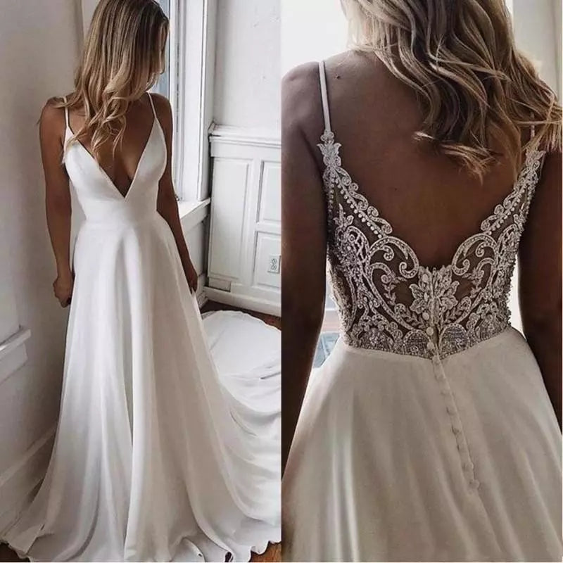 Abito da sposa boho in chiffon lungo per matrimonio in spiaggia - Bridetobe.it