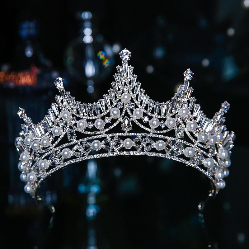 Diademi nuziali di cristallo di colore argento diverso di lusso Corona di strass Pageant Diadema Collares Copricapo Accessori per capelli da sposa - Bridetobe.it