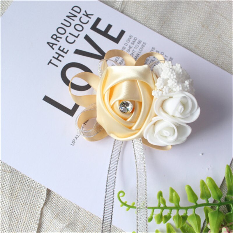 6 pezzi Braccialetto da polso Corsages Rose Fiori artificiali sul polso Braccialetto da damigella d'onore Matrimonio Damigella d'onore Fiore da sposa - Bridetobe.it