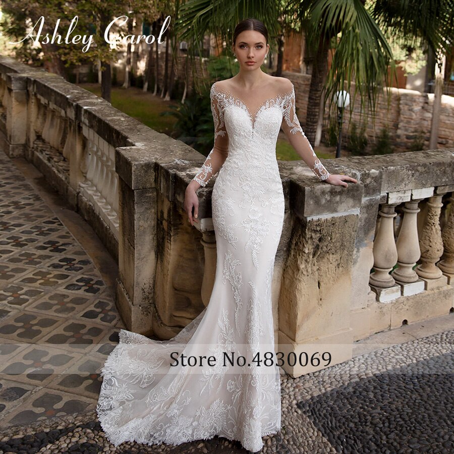 Abito da sposa a sirena sexy 2023 Staccabile con strascico 2 in 1 Abito da sposa romantico con applicazioni in pizzo a maniche lunghe Vestido Novia - Bridetobe.it