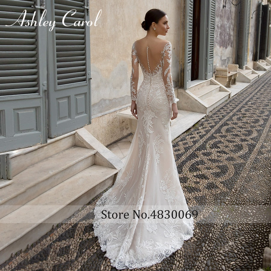 Abito da sposa a sirena sexy 2023 Staccabile con strascico 2 in 1 Abito da sposa romantico con applicazioni in pizzo a maniche lunghe Vestido Novia - Bridetobe.it