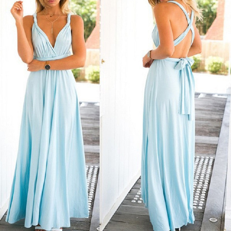 Abito da damigella d'onore maxi boho convertibile avvolgente a più vie da donna sexy abito lungo abito da festa Infinity Robe - Bridetobe.it