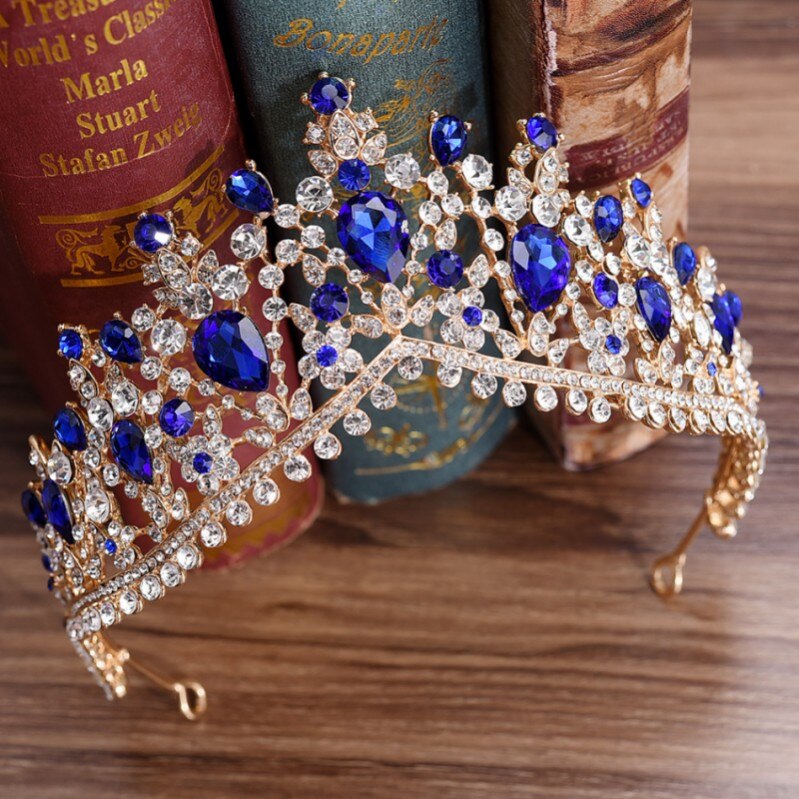 Diademi nuziali di strass rossi color oro di lusso corona diadema di cristallo barocco vintage per fasce da sposa accessori per capelli da sposa - Bridetobe.it