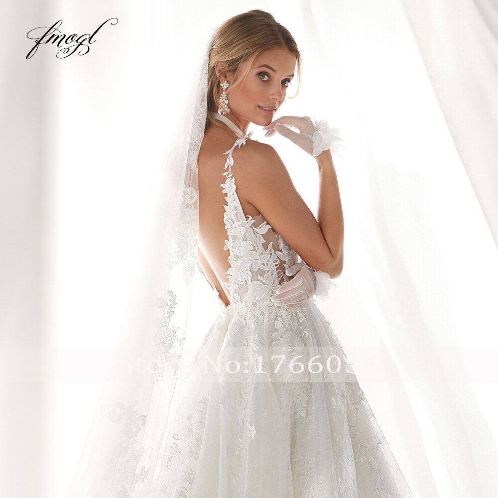 Vestito da Sposa Boho con Scollo a Cuore, Pizzo Sensuale, Schiena Scoperta e Spalline Sottili con Applicazioni e Perline