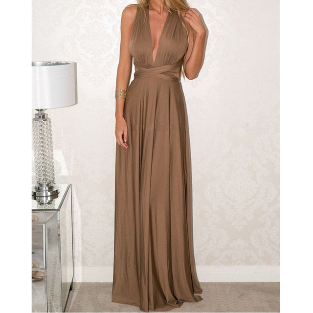 Abito da damigella d'onore maxi boho convertibile avvolgente a più vie da donna sexy abito lungo abito da festa Infinity Robe - Bridetobe.it