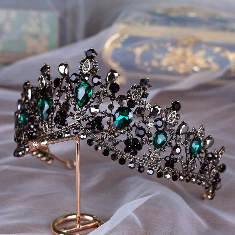 Diademi nuziali di strass rossi color oro di lusso corona diadema di cristallo barocco vintage per fasce da sposa accessori per capelli da sposa - Bridetobe.it