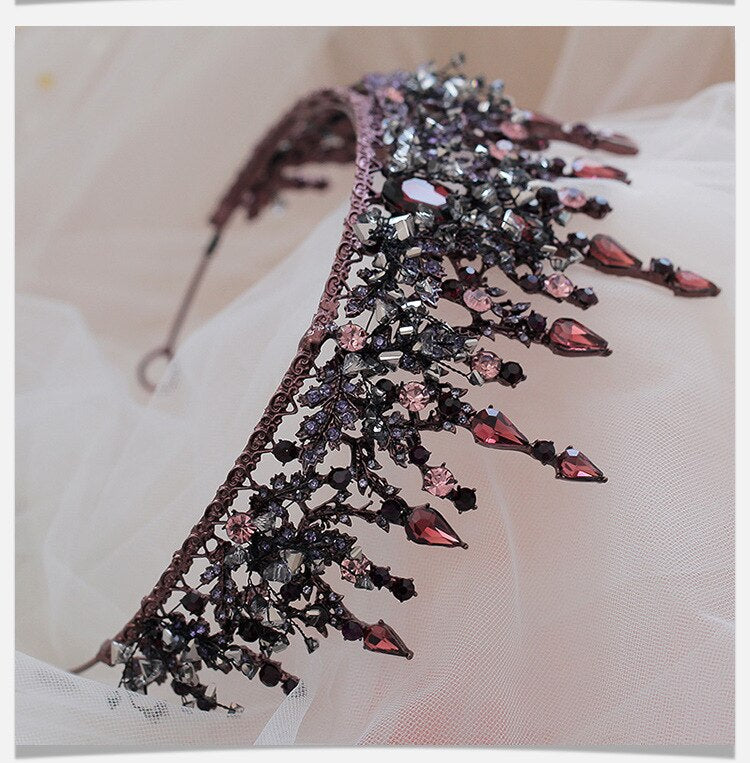 Fasce barocche vintage Diademi di cristallo viola Corone Sposa Noiva Copricapo Nuziale Festa nuziale Gioielli per capelli Corona di strass - Bridetobe.it