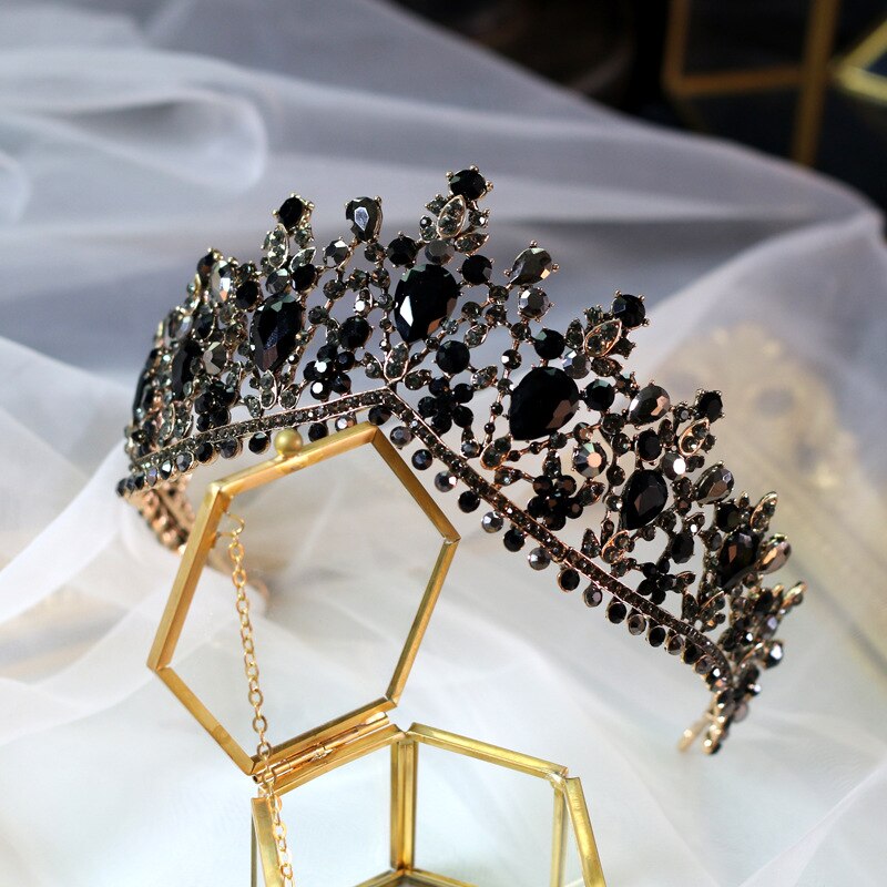 Diademi nuziali di strass rossi color oro di lusso corona diadema di cristallo barocco vintage per fasce da sposa accessori per capelli da sposa - Bridetobe.it