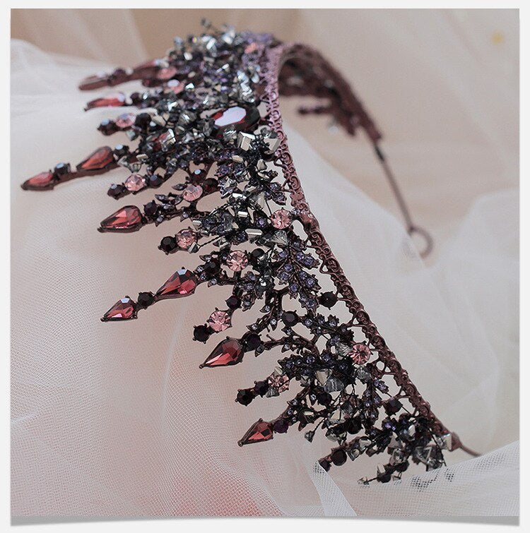 Fasce barocche vintage Diademi di cristallo viola Corone Sposa Noiva Copricapo Nuziale Festa nuziale Gioielli per capelli Corona di strass - Bridetobe.it