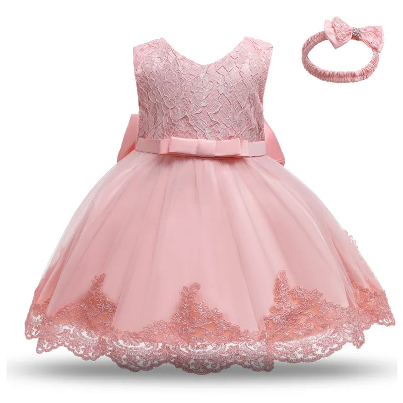 FYMNSI Vestito Da Battesimo E Festa Per Bambina - Abito In Tulle Con Fiori 3D, Maniche Corte, Per Matrimoni E Compleanni (6-24 Mesi, 2-3 Anni)