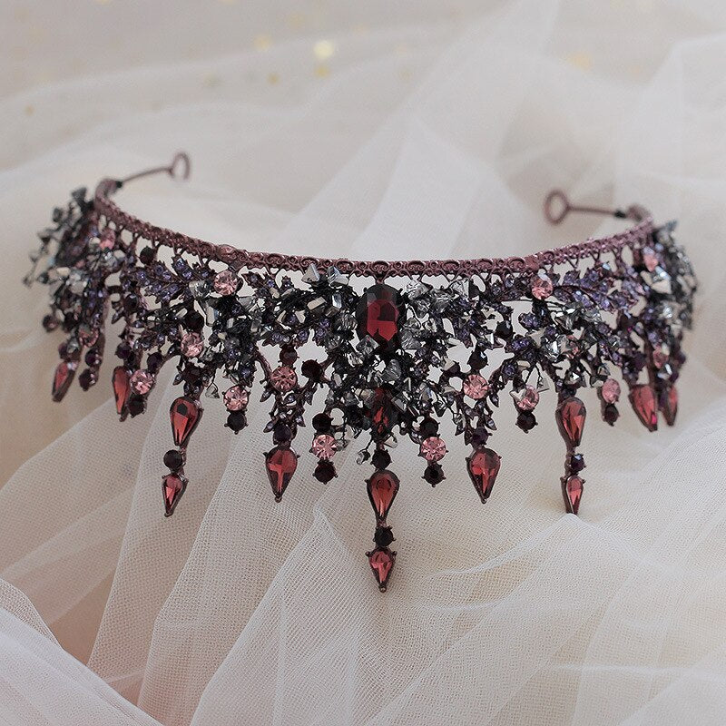 Fasce barocche vintage Diademi di cristallo viola Corone Sposa Noiva Copricapo Nuziale Festa nuziale Gioielli per capelli Corona di strass - Bridetobe.it