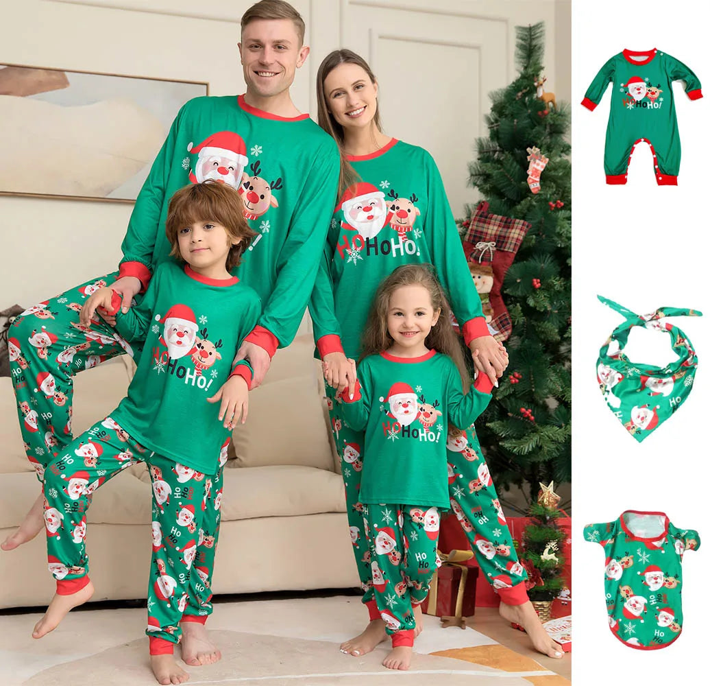 Pigiama Natalizio Coordinato per Famiglia – Stampa Babbo Natale, Elfo & Albero di Natale ecc | Set per Genitori, Bambini e Animali Domestici | Maglia e Pantaloni Scozzesi
