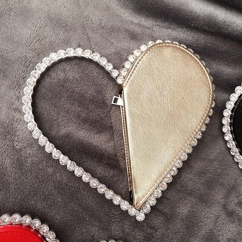 Pochette cuore diamante da sera da donna Designer Chic Borsa da cerimonia nuziale con strass - Bridetobe.it