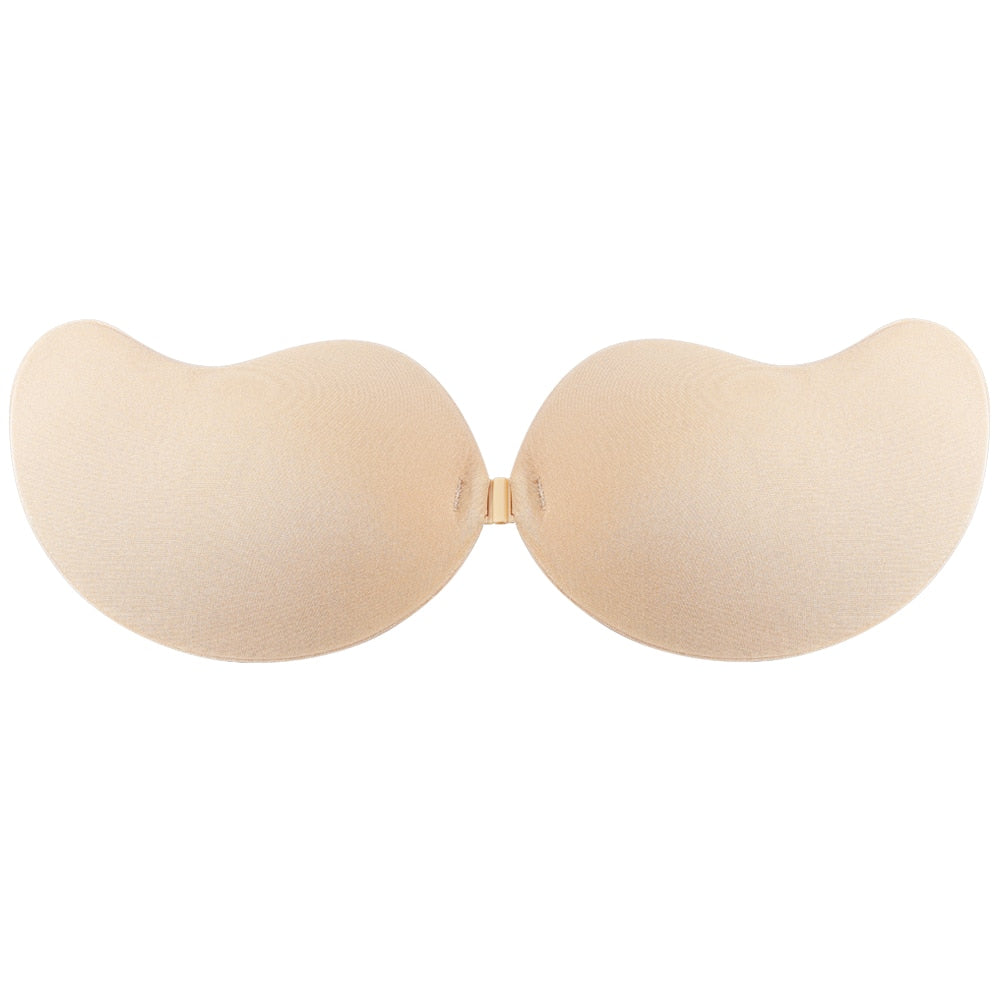 Reggiseno invisibile push-up senza schienale e senza spalline, bralette senza cuciture con chiusura anteriore in silicone autoadesivo per donne