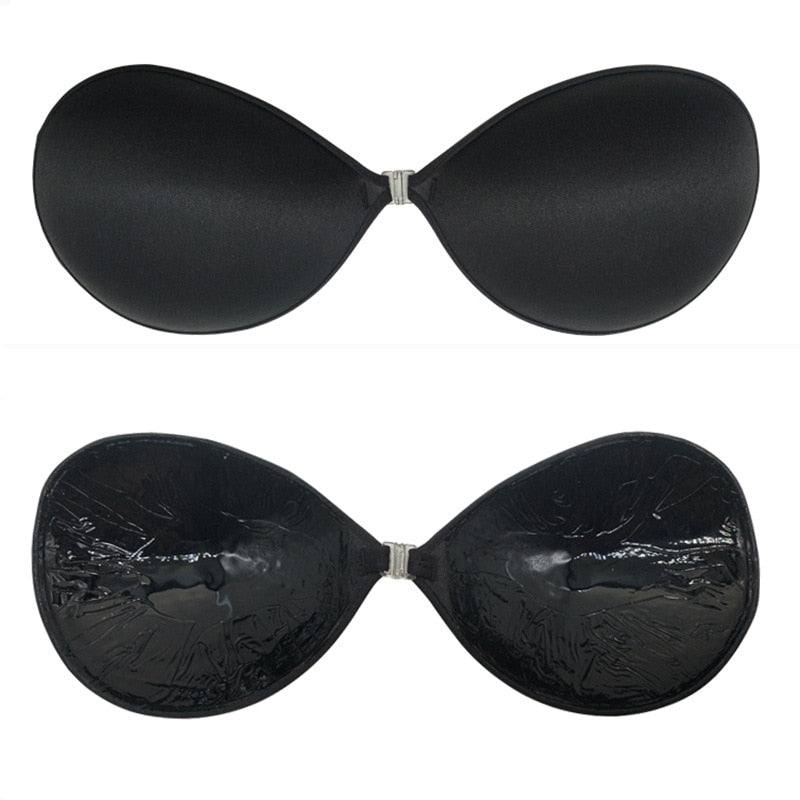 Reggiseno invisibile in silicone push-up adesivo senza spalline per un effetto sexy e senza schienale, per un seno valorizzato. Ideale per matrimoni e occasioni speciali.