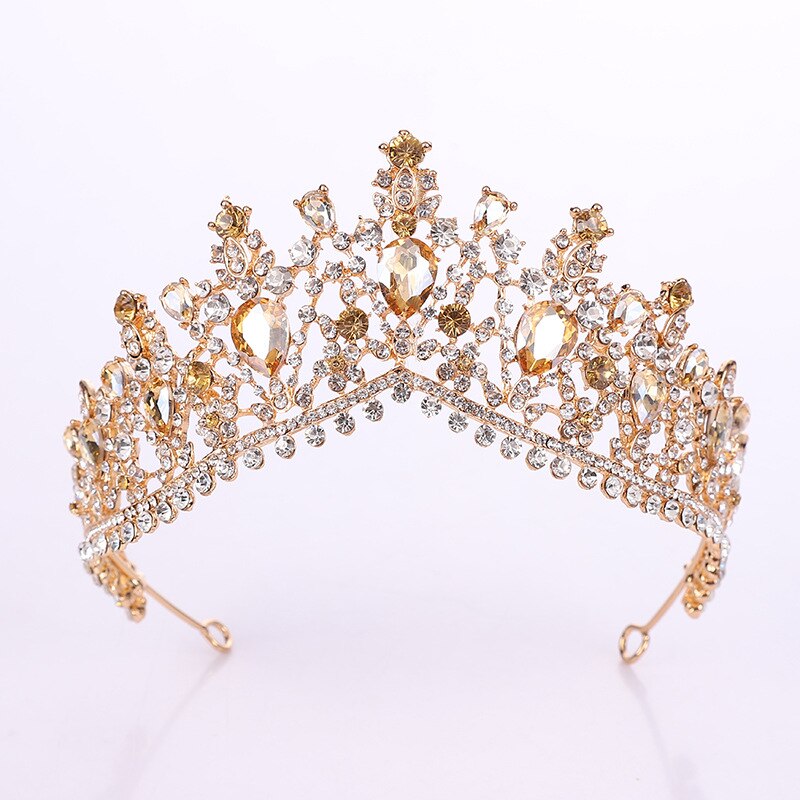 Diademi nuziali di strass rossi color oro di lusso corona diadema di cristallo barocco vintage per fasce da sposa accessori per capelli da sposa - Bridetobe.it