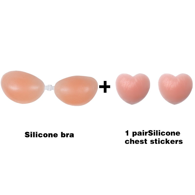 Reggiseno in silicone invisibile push-up, sexy, senza spalline, adesivo sul retro, per potenziare il seno delle donne, copertura capezzolo