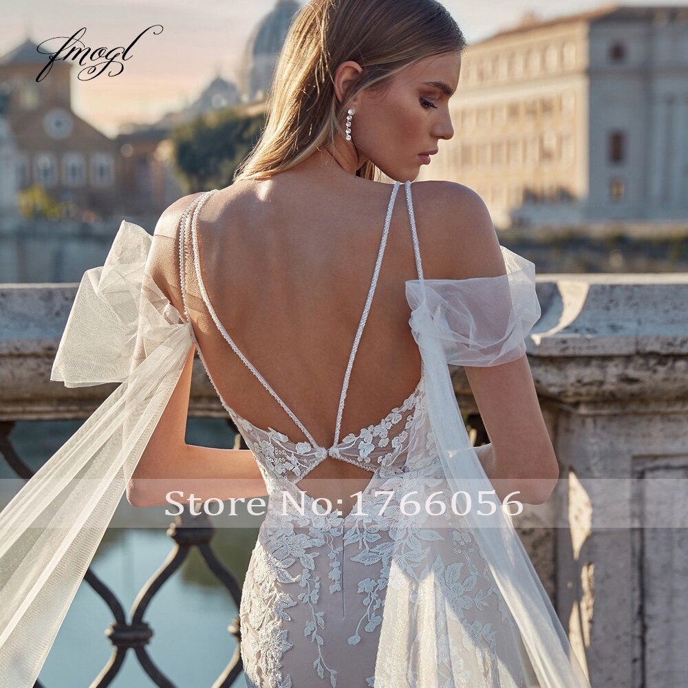 Fmogl Sexy Backless Sweetheart Vintage Mermaid Wedding Dresses Luxury Appliques Beaded Sweep Train Trumpet Bridal Gown - Bridetobe.it