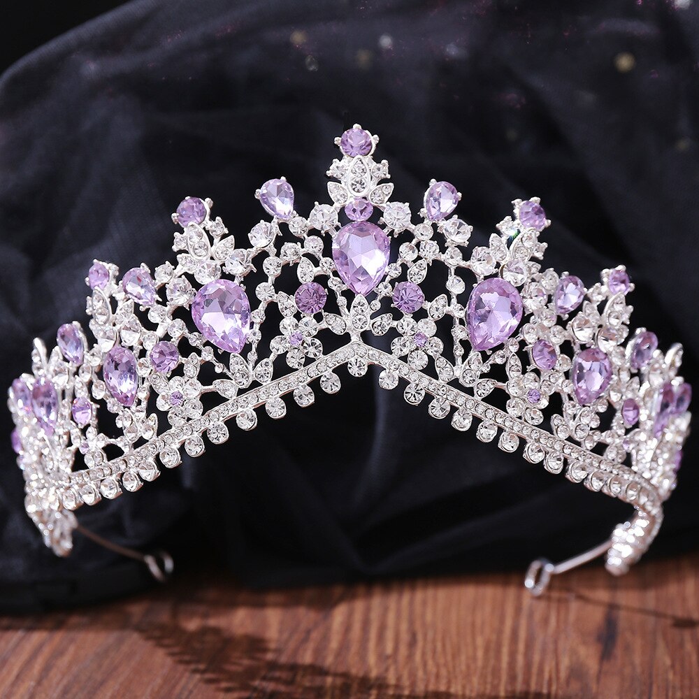 Diademi nuziali di strass rossi color oro di lusso corona diadema di cristallo barocco vintage per fasce da sposa accessori per capelli da sposa - Bridetobe.it