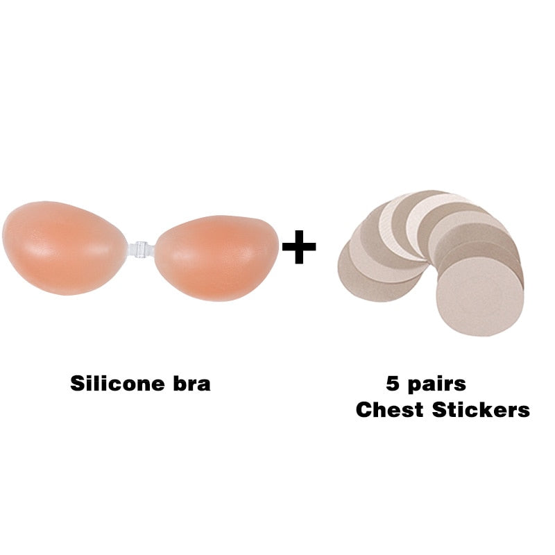 Reggiseno in silicone invisibile push-up, sexy, senza spalline, adesivo sul retro, per potenziare il seno delle donne, copertura capezzolo