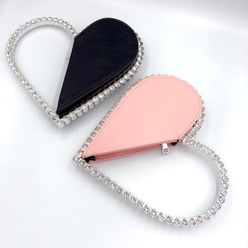 Pochette cuore diamante da sera da donna Designer Chic Borsa da cerimonia nuziale con strass - Bridetobe.it