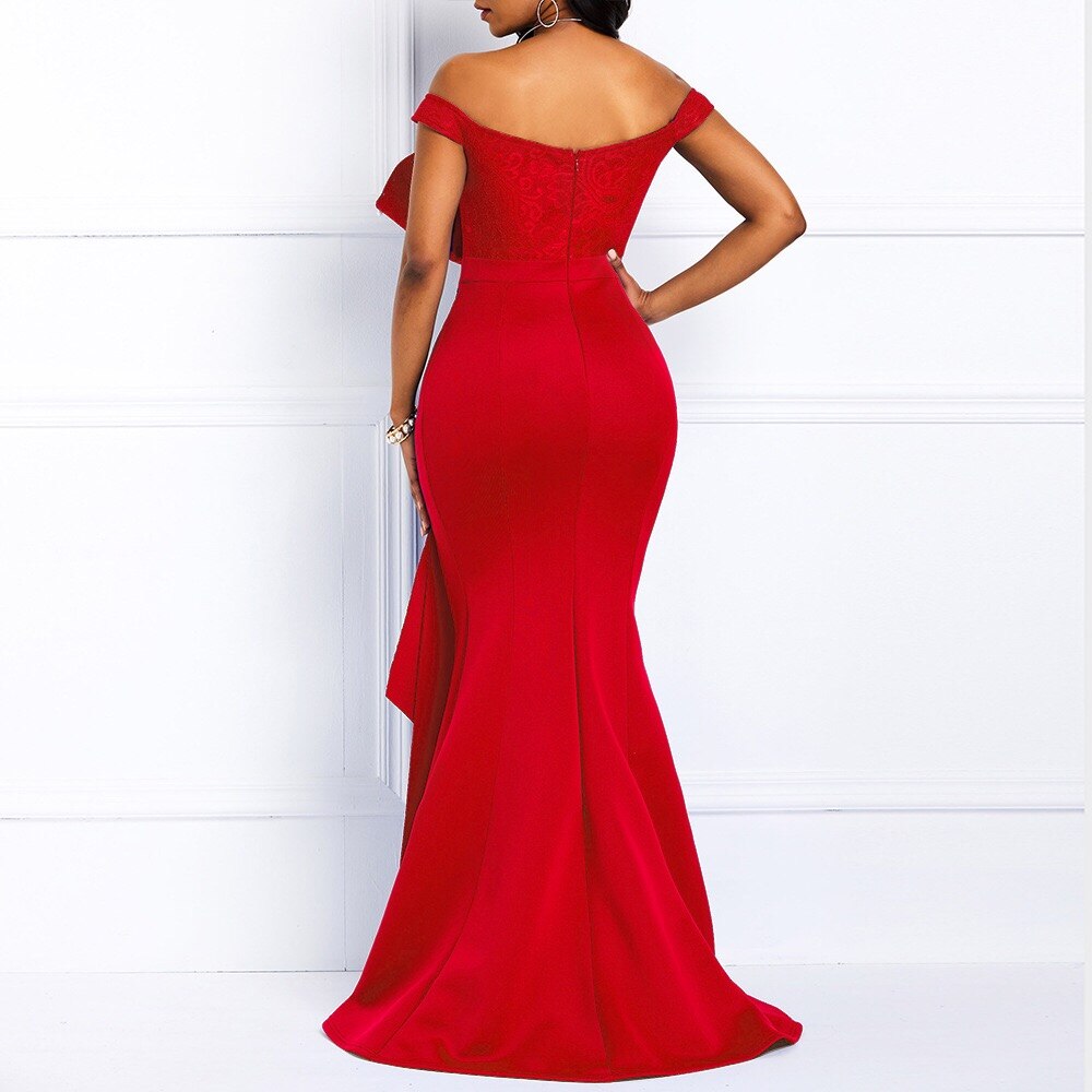 Abito elegante da donna per la festa nuziale Guaina rossa senza schienale senza spalline a vita alta con spacco a sirena per abiti da cena serale - Bridetobe.it