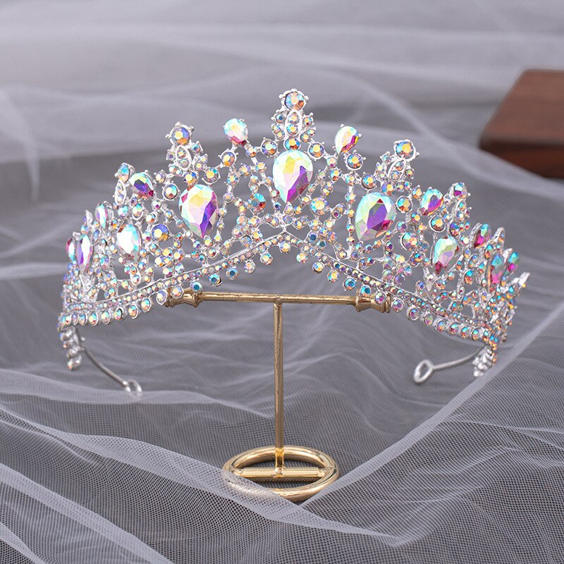 Diademi nuziali di strass rossi color oro di lusso corona diadema di cristallo barocco vintage per fasce da sposa accessori per capelli da sposa - Bridetobe.it