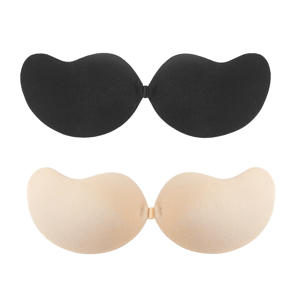 Reggiseno invisibile push-up senza schienale e senza spalline, bralette senza cuciture con chiusura anteriore in silicone autoadesivo per donne